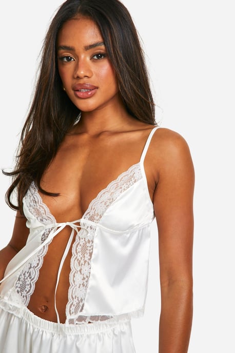 Premium Bridal Lace Trim Cami And Short Set - Image 4