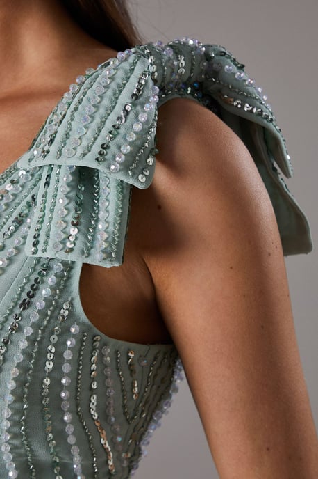 Bow Shoulder Embellished Midi Dress - Image 5