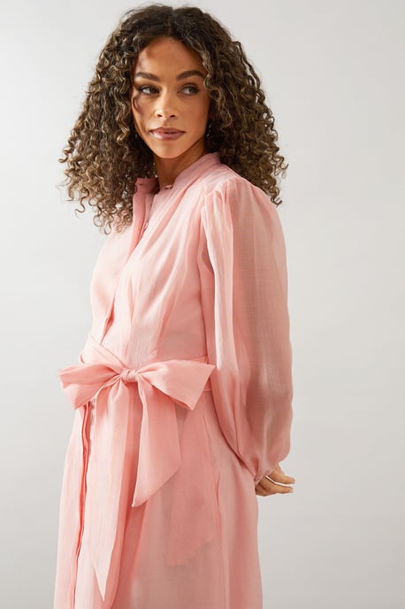 Textured Organza Midi Shirt Dress - Image 4