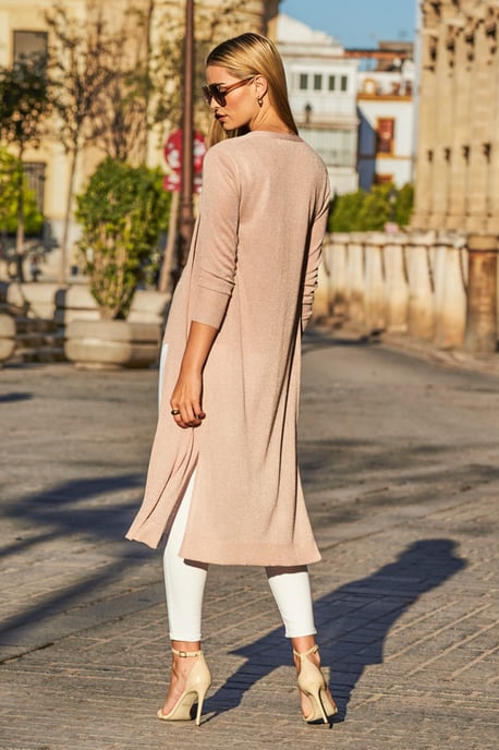 Rose Gold Metallic Super Sparkly Longline Cardigan - Image 3