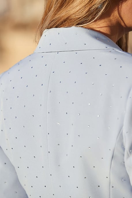 Sky Blue Sparkling Embellished Detail Blazer - Image 5