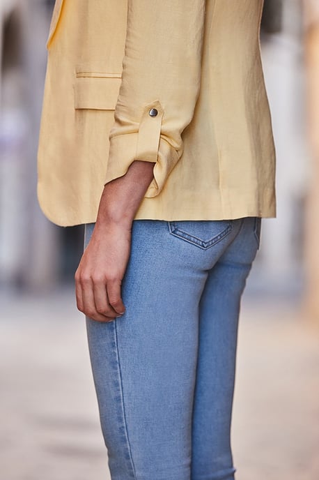 Lemon Yellow Linen Blend Blazer - Image 3