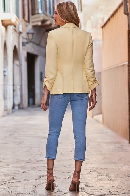 Lemon Yellow Linen Blend Blazer - Image 4