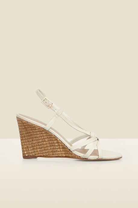 White Strappy Wedge Heel Sandals - Image 1