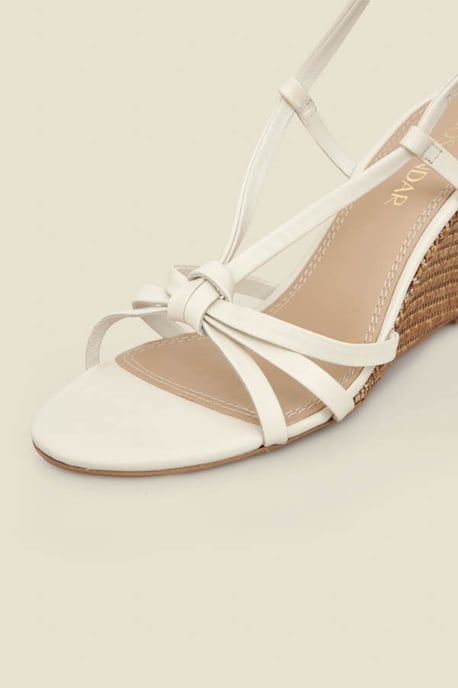 White Strappy Wedge Heel Sandals - Image 4