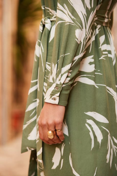 Sage Green Floral Print Shirt Dress - Image 4