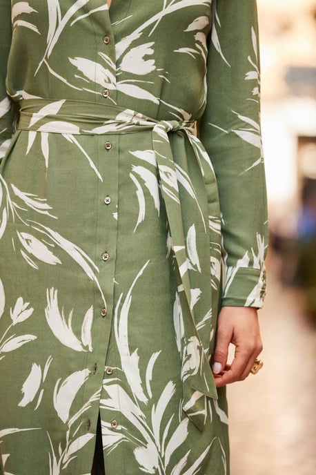 Sage Green Floral Print Shirt Dress - Image 5