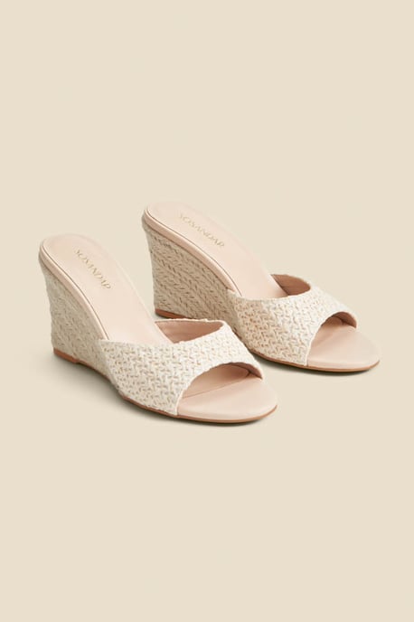 Natural Crochet High Heel Mules - Image 1