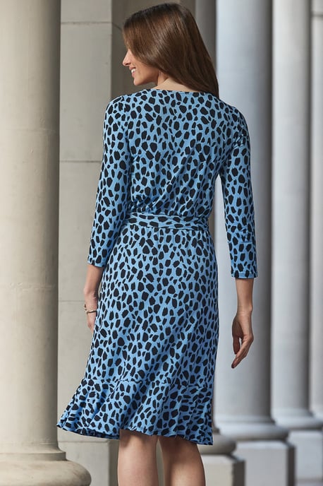 Black & Blue Fleck Print Fit & Flare Dress - Image 3