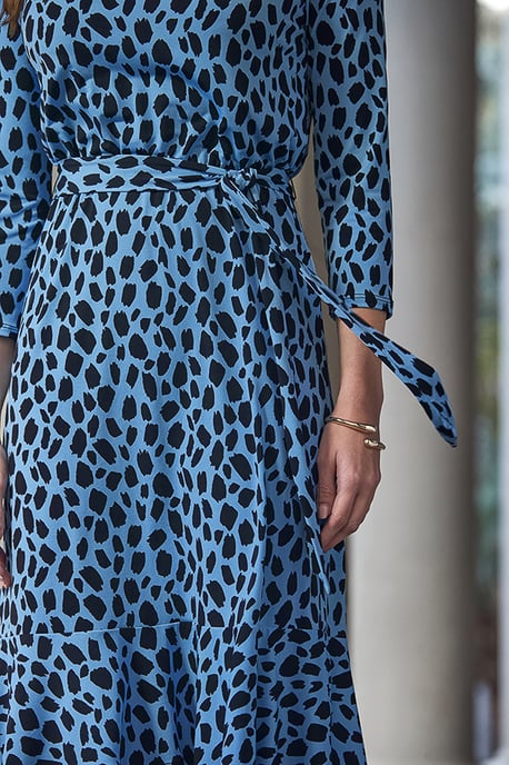Black & Blue Fleck Print Fit & Flare Dress - Image 4