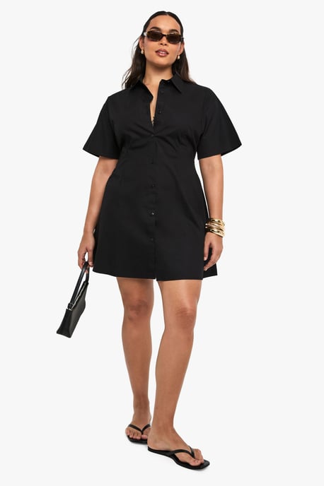 Plus Poplin Cinched Shirt Dress - Image 3