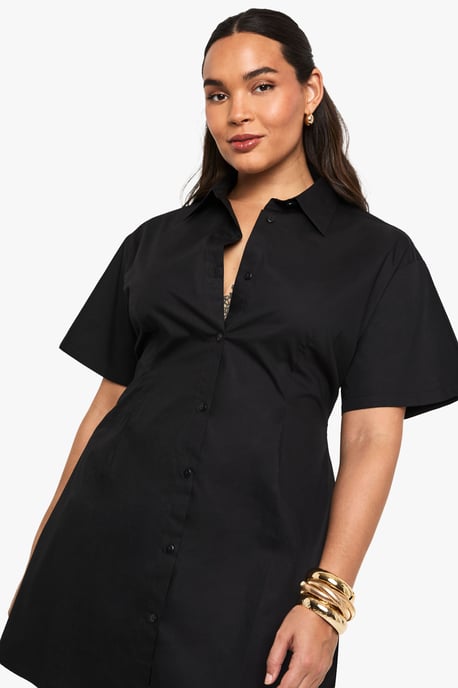 Plus Poplin Cinched Shirt Dress - Image 4