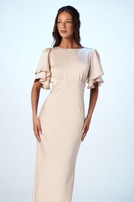 Coast Honoured Satin Back Crepe High Neck Short Sleeve Maxi Bridesmaid Dress - Image 2