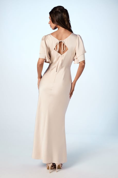 Coast Honoured Satin Back Crepe High Neck Short Sleeve Maxi Bridesmaid Dress - Image 3
