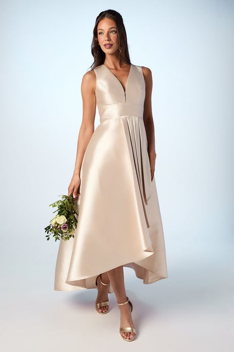 Coast Honoured Petite Sleeveless Plunge Waterfall Twill Maxi Bridesmaid Dress - Image 1