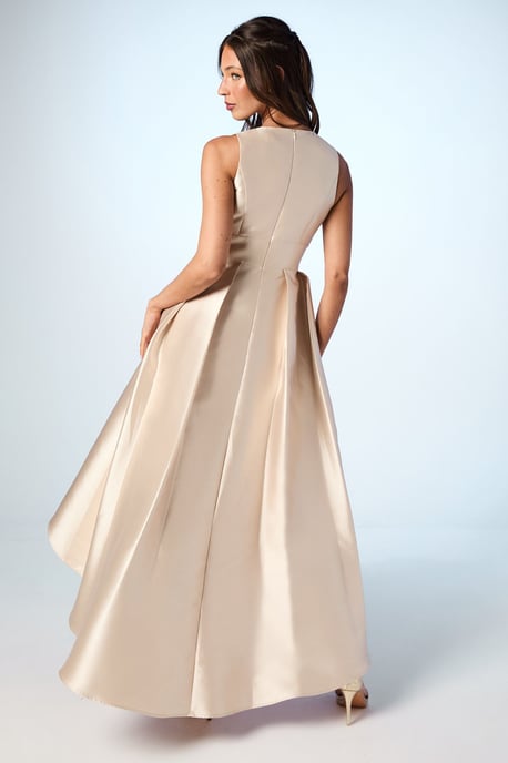 Coast Honoured Petite Sleeveless Plunge Waterfall Twill Maxi Bridesmaid Dress - Image 3