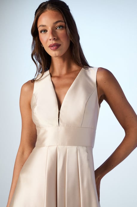 Coast Honoured Petite Sleeveless Plunge Waterfall Twill Maxi Bridesmaid Dress - Image 4