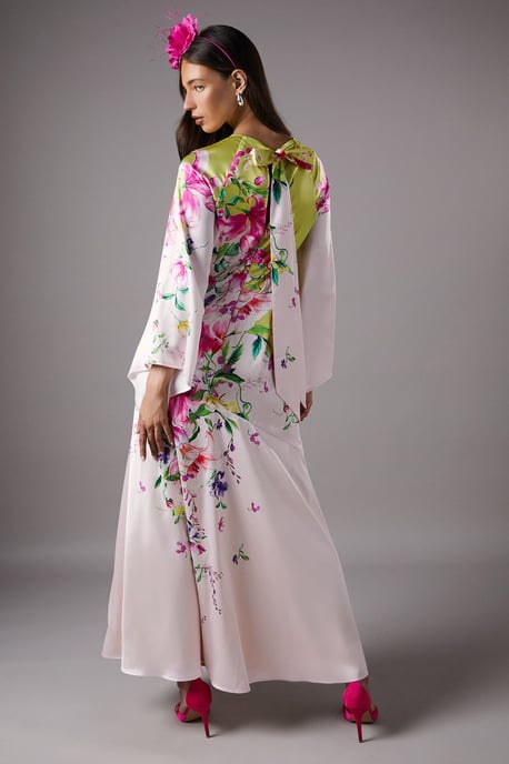 Long Sleeve Satin Printed Maxi Dress - Image 3