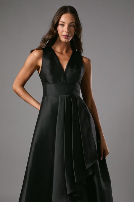 Coast Honoured Petite Sleeveless Plunge Waterfall Twill Maxi Bridesmaid Dress - Image 2