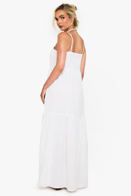 Tiered Linen Strappy Maxi Dress - Image 2