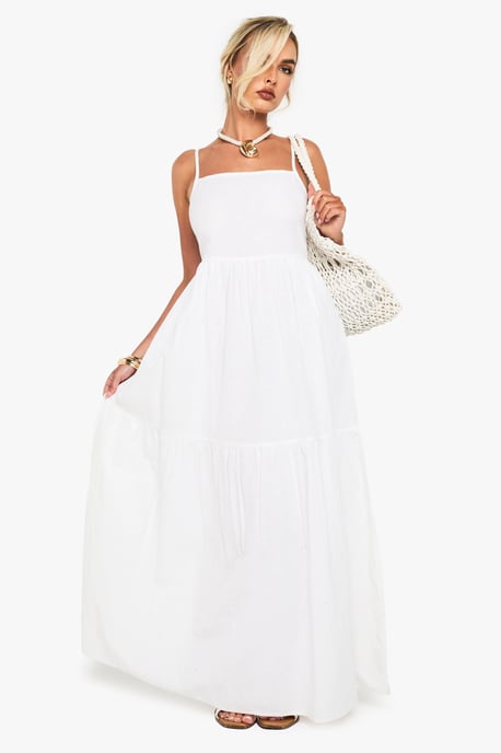 Tiered Linen Strappy Maxi Dress - Image 3