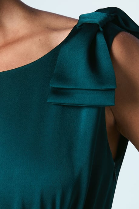 Bow Shoulder Cowl Satin Maxi Bridesmaids Dress - Image 5