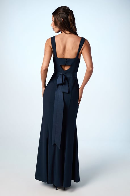 Strappy Satin Bridesmaid Dress With Tie Back Detail - Image 3