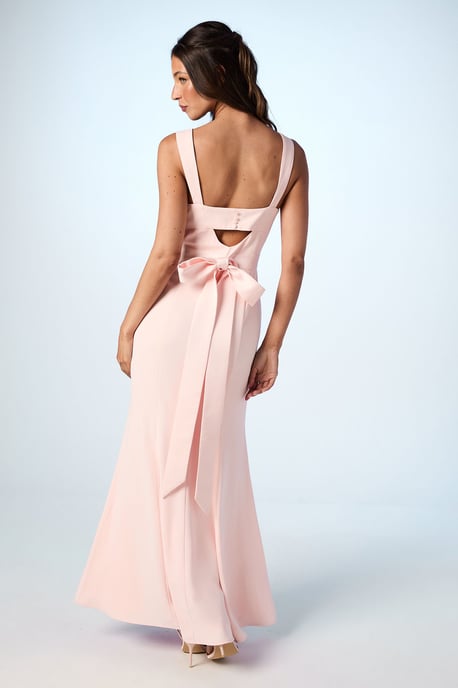 Strappy Satin Bridesmaid Dress With Tie Back Detail - Image 3