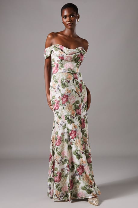 Floral Bardot Maxi Dress - Image 1