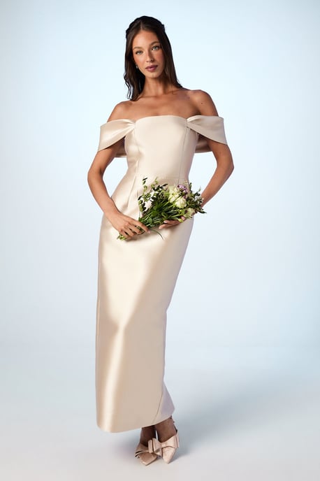 Coast Honoured Twill Bardot Column Midi Bridesmaid Dress - Image 1