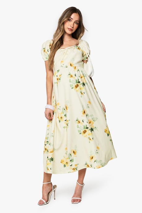 maternity floral milkmaid midi dress - Image 1