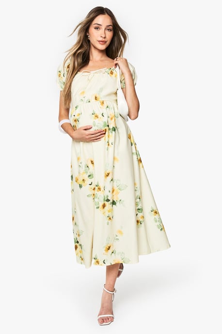 maternity floral milkmaid midi dress - Image 3