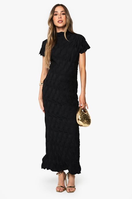 Maternity Textured Jacquard Midaxi Bodycon Dress - Image 3