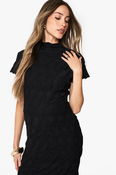 Maternity Textured Jacquard Midaxi Bodycon Dress - Image 4