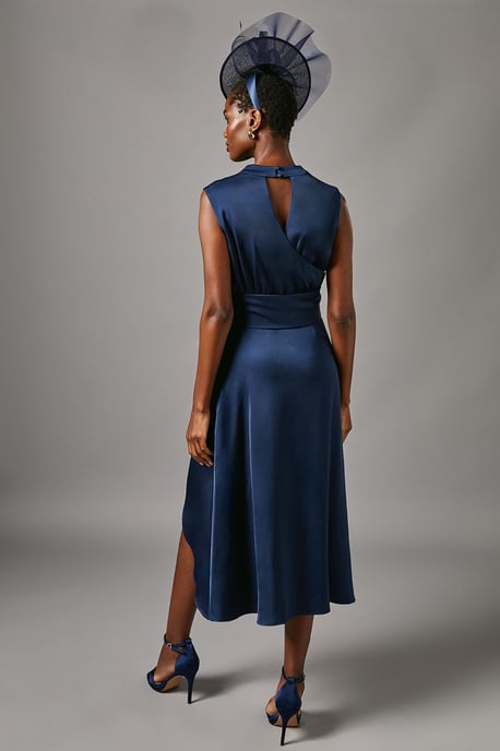 Satin Midi Dress With Twist Waist - Image 3