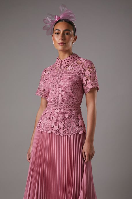 Lace Top Pleated Dress - Image 2