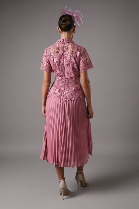 Lace Top Pleated Dress - Image 3