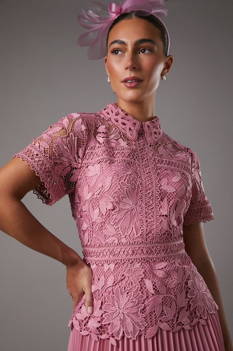 Lace Top Pleated Dress - Image 4