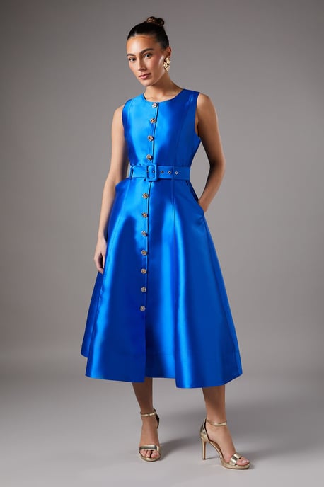 Button Through Belted Prom Dress - Image 4
