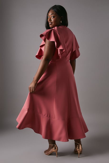 Plus Bow Shoulder Crepe Frill Skirt - Image 4