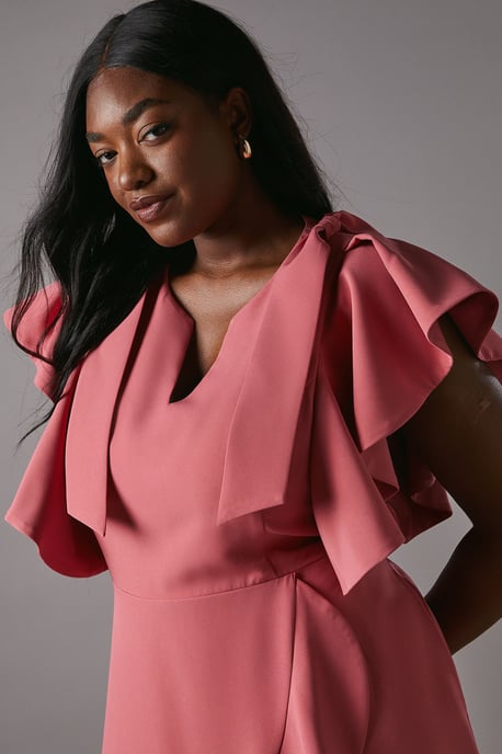 Plus Bow Shoulder Crepe Frill Skirt - Image 6