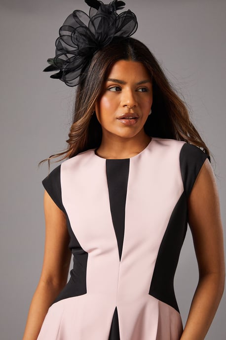 Petite Crepe colour Block Midi Dress - Image 3