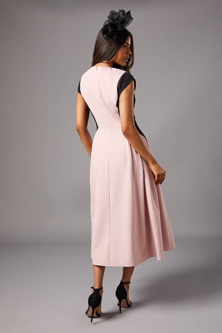 Petite Crepe colour Block Midi Dress - Image 4