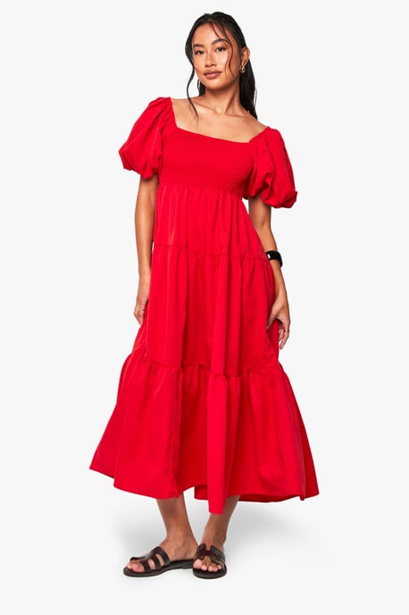 Tiered Shirred Midaxi Smock Dress - Image 3