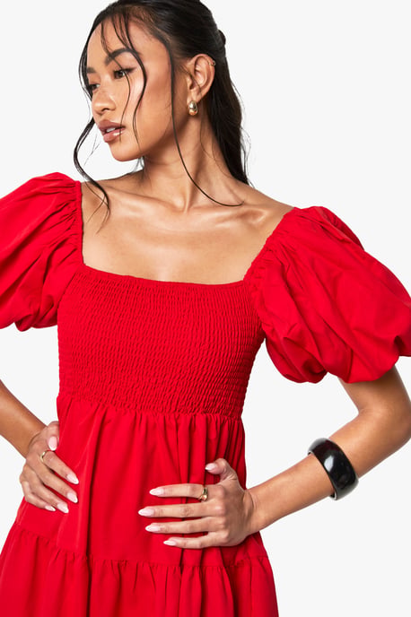 Tiered Shirred Midaxi Smock Dress - Image 4
