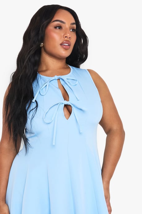 PLUS SLEEVELESS BOW DETAIL SKATER DRESS - Image 4