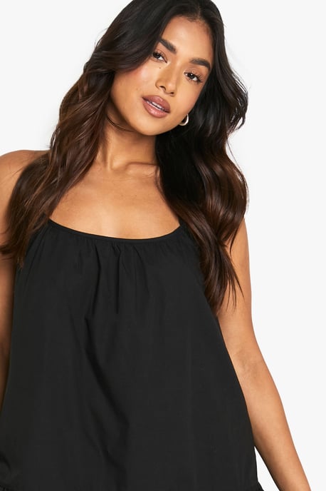 Petite Cotton Poplin Strappy Tiered Swing Mini Dress - Image 4