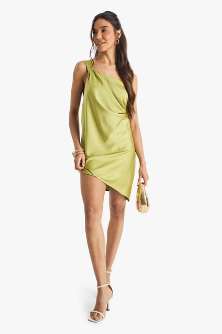 Satin Cowl Mini Dress - Image 1