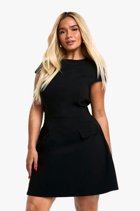 Plus Cap Sleeve Bengaline Skater Dress - Image 3