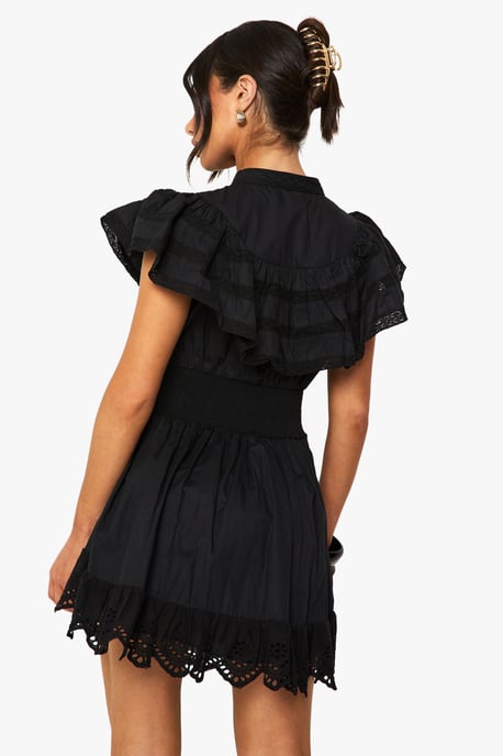 Petite Layered Frill Button Detail Mini Dress - Image 2